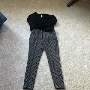 LOFT Black and White Ankle Cropped Pants